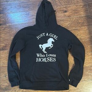 Hoodie - black horse hoodie.
